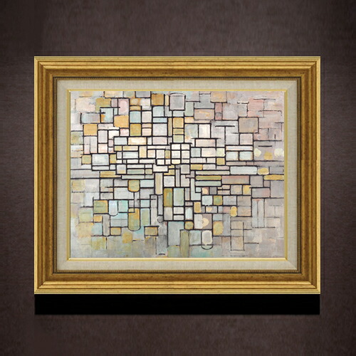 【油絵 直筆仕上げ】ピート・モンドリアン Composition no2 F6 【アップグレード額】 絵画 販売 6号 油彩 抽象画 558×467mm 複製画 送料無料 プレゼント ギフト 開店祝い 開業祝い 退職祝い 新築祝い リビング 玄関 モダン アートフレーム 壁掛け