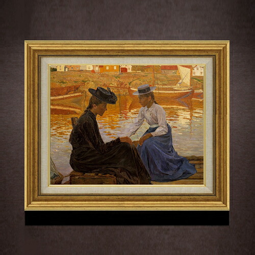 【油絵 直筆仕上げ】ウィルヘルムセン The BayCarl F6 【アップグレード額】 絵画 販売 6号 油彩 風景画 558×467mm 複製画 送料無料 プレゼント ギフト 開店祝い 開業祝い 退職祝い 新築祝い リビング 玄関 モダン アートフレーム 壁掛け