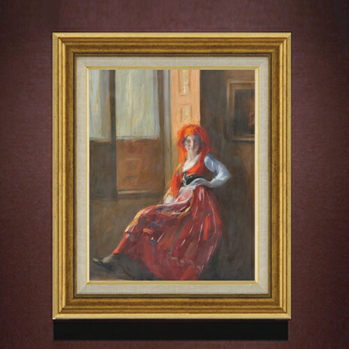 【油絵 直筆仕上げ】カルネイロ Young Lady from Minho F6 【アップグレード額】 絵画 販売 6号 油彩 人物画 558×467mm 複製画 送料無料 プレゼント ギフト 開店祝い 開業祝い 退職祝い 新築祝い リビング 玄関 モダン アートフレーム 壁掛け