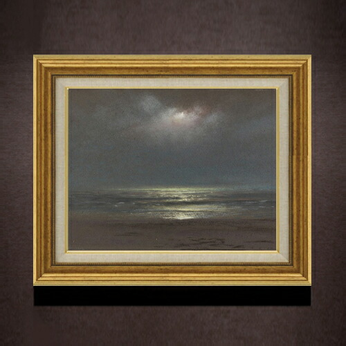 【油絵 直筆仕上げ】トライオン Night The Sea F6 【アップグレード額】 絵画 販売 6号 油彩 風景画 558×467mm 複製画 送料無料 プレゼント ギフト 開店祝い 開業祝い 退職祝い 新築祝い リビング 玄関 モダン アートフレーム 壁掛け
