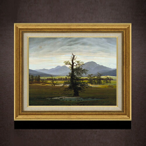 【油絵 直筆仕上げ】フリードリヒ Solitary Tree F6 【アップグレード額】 絵画 販売 6号 油彩 風景画 558&times;467mm 複製画 送料無料 プレゼント ギフト 開店祝い 開業祝い 退職祝い 新築祝い リビング 玄関 モダン アートフレーム 壁掛け｜絵画販売アートレスト 23,850円