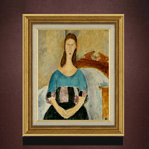 【油絵 直筆仕上げ】モディリアーニ Portrait of Jeanne Hebuterne F6 【アップグレード額】 絵画 販売 6号 油彩 人物画 558×467mm 複製画 送料無料 プレゼント ギフト 開店祝い 開業祝い 退職祝い 新築祝い リビング 玄関 モダン アートフレーム 壁掛け