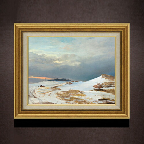 【油絵 直筆仕上げ】ルンドビー Winter Landscape F6 【アップグレード額】 絵画 販売 6号 油彩 風景画 558×467mm 複製画 送料無料 プレゼント ギフト 開店祝い 開業祝い 退職祝い 新築祝い リビング 玄関 モダン アートフレーム 壁掛け