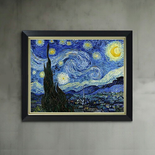 楽天市場】【油絵 直筆仕上げ】ゴッホ 星月夜 F3 【額入り】 絵画 販売