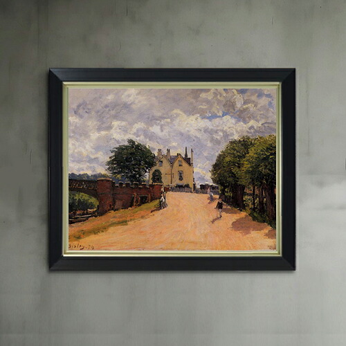 【油絵 直筆仕上げ】シスレー Inn at East Molesey F6 【シンプルフレーム】 絵画 販売 6号 油彩 風景画 440&times;348mm 複製画 送料無料 プレゼント ギフト 開店祝い 開業祝い 退職祝い 新築祝い リビング 玄関 モダン アートフレーム 壁掛け｜絵画販売アートレスト