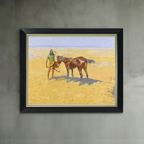 【油絵 直筆仕上げ】レミントン Ridden Down F6 【シンプルフレーム】 絵画 販売 6号 油彩 風景画 440&times;348mm 複製画 送料無料 プレゼント ギフト 開店祝い 開業祝い 退職祝い 新築祝い リビング 玄関 モダン アートフレーム 壁掛け｜絵画販売アートレスト