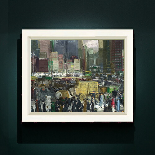 【油絵 直筆仕上げ】ジョージ・ベローズ New York F6 【シンプルフレーム】 絵画 販売 6号 油彩 風景画 440&times;348mm 複製画 送料無料 プレゼント ギフト 開店祝い 開業祝い 退職祝い 新築祝い リビング 玄関 モダン アートフレーム 壁掛け｜絵画販売アートレスト