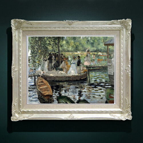 【油絵 直筆仕上げ】ルノワール La Grenouillre F6 【アップグレード額縁】 絵画 販売 6号 油彩 風景画 552×461mm 複製画 送料無料 プレゼント ギフト 開店祝い 開業祝い 退職祝い 新築祝い リビング 玄関 アートフレーム 壁掛け