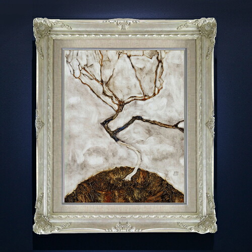 【油絵 直筆仕上げ】エゴン・シーレ Small Tree in Late Autumn F6 【アップグレード額縁】 絵画 販売 6号 油彩 抽象画 552×461mm 複製画 送料無料 プレゼント ギフト 開店祝い 開業祝い 退職祝い 新築祝い リビング 玄関 アートフレーム 壁掛け