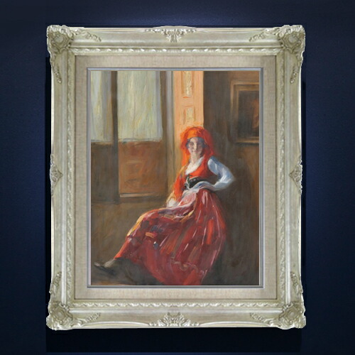 【油絵 直筆仕上げ】カルネイロ Young Lady from Minho F6 【アップグレード額縁】 絵画 販売 6号 油彩 人物画 552×461mm 複製画 送料無料 プレゼント ギフト 開店祝い 開業祝い 退職祝い 新築祝い リビング 玄関 アートフレーム 壁掛け