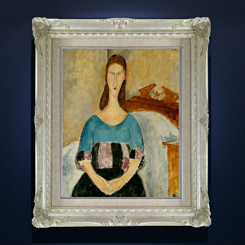 【油絵 直筆仕上げ】モディリアーニ Portrait of Jeanne Hebuterne F6 【アップグレード額縁】 絵画 販売 6号 油彩 人物画 552×461mm 複製画 送料無料 プレゼント ギフト 開店祝い 開業祝い 退職祝い 新築祝い リビング 玄関 アートフレーム 壁掛け