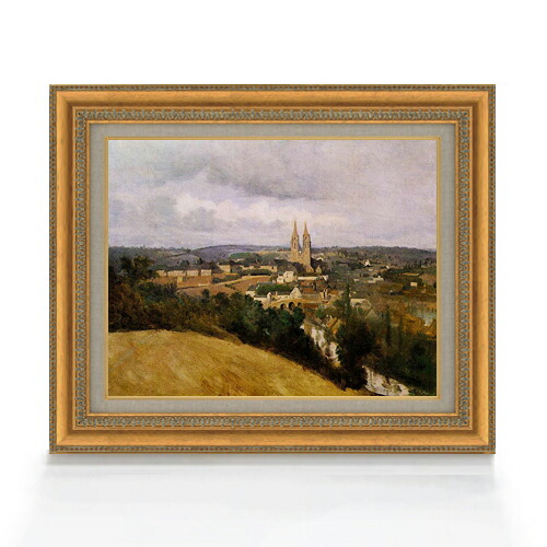 【油絵 直筆仕上げ】カミーユ・コロー サン＝ロー市街の全景 F6 【額入り】 絵画 販売 6号 油彩 風景画 558&times;467mm 複製画 送料無料 プレゼント ギフト 開店祝い 開業祝い 退職祝い 新築祝い リビング 玄関 モダン アートフレーム 壁掛け｜絵画販売アートレスト