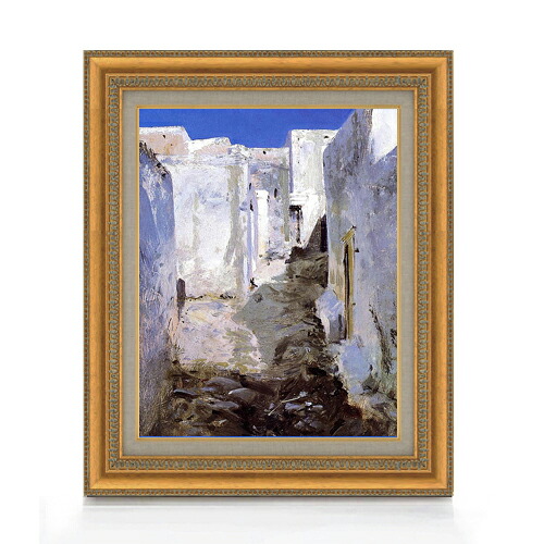 【油絵 直筆仕上げ】サージェント アルジェーの通り F6 【額入り】 絵画 販売 6号 油彩 風景画 558×467mm 複製画 送料無料 プレゼント ギフト 開店祝い 開業祝い 退職祝い 新築祝い リビング 玄関 モダン アートフレーム 壁掛け|絵画販売アートレスト