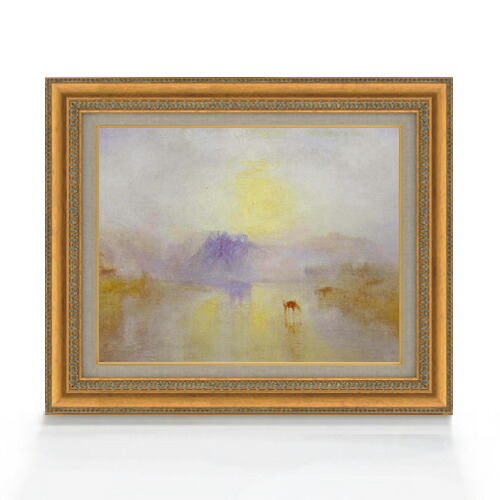 【油絵 直筆仕上げ】ターナー ノラム城、 日の出 F6 【額入り】 絵画 販売 6号 油彩 風景画 558×467mm 複製画 送料無料 プレゼント ギフト 開店祝い 開業祝い 退職祝い 新築祝い リビング 玄関 モダン アートフレーム 壁掛け|絵画販売アートレスト