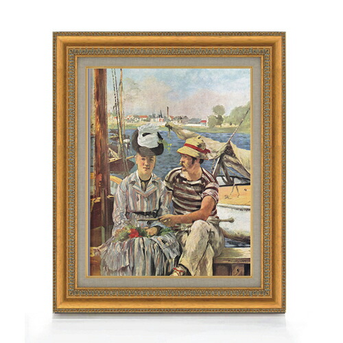 【油絵 直筆仕上げ】マネ アルジャントゥーユ F6 【額入り】 絵画 販売 6号 油彩 風景画 558×467mm 複製画 送料無料 プレゼント ギフト 開店祝い 開業祝い 退職祝い 新築祝い リビング 玄関 モダン アートフレーム 壁掛け|絵画販売アートレスト