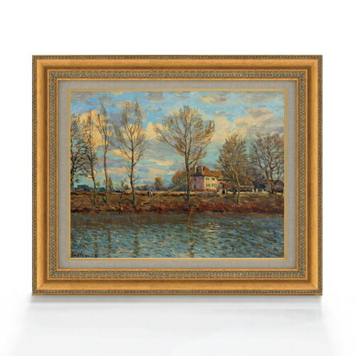 【油絵 直筆仕上げ】シスレー グランド・ジャット島 F6 【額入り】 絵画 販売 6号 油彩 風景画 558×467mm 複製画 送料無料 プレゼント ギフト 開店祝い 開業祝い 退職祝い 新築祝い リビング 玄関 モダン アートフレーム 壁掛け|絵画販売アートレスト