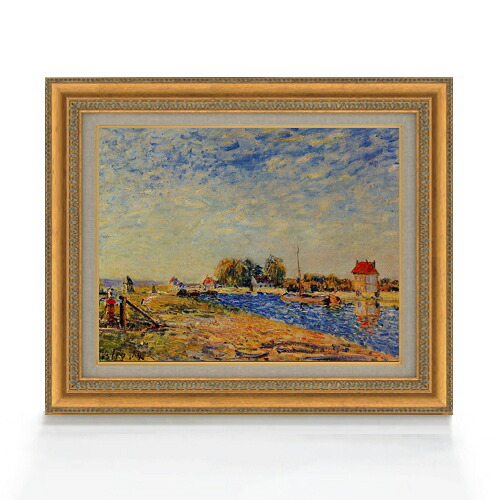 【油絵 直筆仕上げ】シスレー セーヌ・エ・マルヌの朝日 F6 【額入り】 絵画 販売 6号 油彩 風景画 558×467mm 複製画 送料無料 プレゼント ギフト 開店祝い 開業祝い 退職祝い 新築祝い リビング 玄関 モダン アートフレーム 壁掛け|絵画販売アートレスト