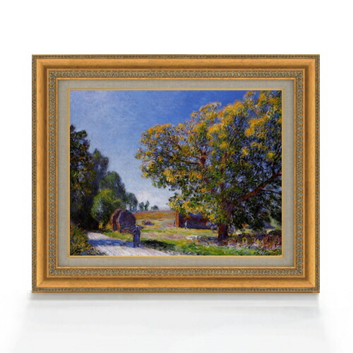 【油絵 直筆仕上げ】シスレー 森林、まわりの風景 F6 【額入り】 絵画 販売 6号 油彩 風景画 558&times;467mm 複製画 送料無料 プレゼント ギフト 開店祝い 開業祝い 退職祝い 新築祝い リビング 玄関 モダン アートフレーム 壁掛け｜絵画販売アートレスト