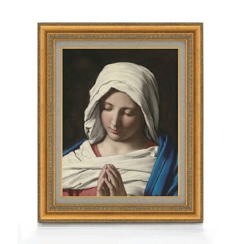 【油絵 直筆仕上げ】サルヴィ Madonna in prayer F6 【額入り】 絵画 販売 6号 油彩 人物画 558&times;467mm 複製画 送料無料 プレゼント ギフト 開店祝い 開業祝い 退職祝い 新築祝い リビング 玄関 モダン アートフレーム 壁掛け｜絵画販売アートレスト