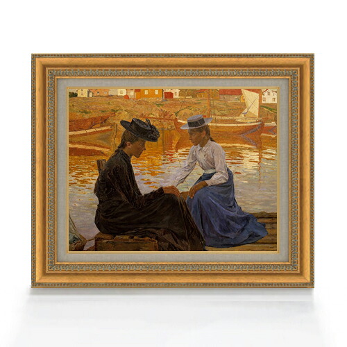 【油絵 直筆仕上げ】ウィルヘルムセン The BayCarl F6 【額入り】 絵画 販売 6号 油彩 風景画 558×467mm 複製画 送料無料 プレゼント ギフト 開店祝い 開業祝い 退職祝い 新築祝い リビング 玄関 モダン アートフレーム 壁掛け|絵画販売アートレスト