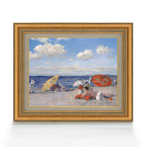 【油絵 直筆仕上げ】チェイス At the Seaside F6 【額入り】 絵画 販売 6号 油彩 風景画 558×467mm 複製画 送料無料 プレゼント ギフト 開店祝い 開業祝い 退職祝い 新築祝い リビング 玄関 モダン アートフレーム 壁掛け|絵画販売アートレスト