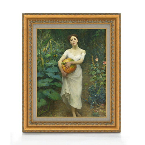 【油絵 直筆仕上げ】ファウストゾナロ Young Girl Carrying a Pumpkin F6 【額入り】 絵画 販売 6号 油彩 人物画 558&times;467mm 複製画 送料無料 プレゼント ギフト 開店祝い 開業祝い 退職祝い 新築祝い リビング 玄関 モダン アートフレーム 壁掛け｜絵画販売アートレスト 21,158円