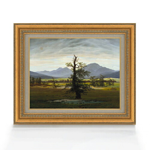 【油絵 直筆仕上げ】フリードリヒ Solitary Tree F6 【額入り】 絵画 販売 6号 油彩 風景画 558&times;467mm 複製画 送料無料 プレゼント ギフト 開店祝い 開業祝い 退職祝い 新築祝い リビング 玄関 モダン アートフレーム 壁掛け｜絵画販売アートレスト