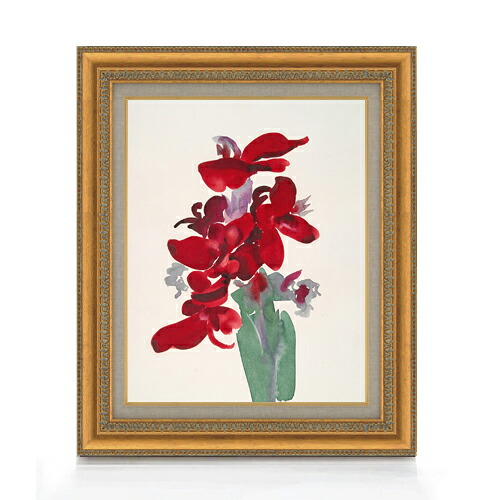【油絵 直筆仕上げ】オキーフ レッドカンナ F6 【額入り】 絵画 販売 6号 油彩 抽象画 558×467mm 複製画 送料無料 プレゼント ギフト 開店祝い 開業祝い 退職祝い 新築祝い リビング 玄関 モダン アートフレーム 壁掛け|絵画販売アートレスト
