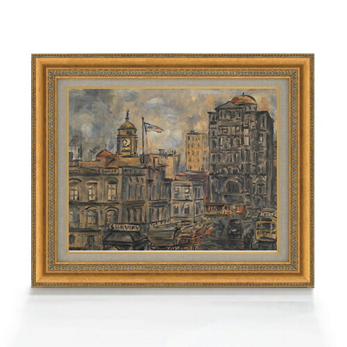 【油絵 直筆仕上げ】ガルシア 市庁舎 F6 【額入り】 絵画 販売 6号 油彩 抽象画 558&times;467mm 複製画 送料無料 プレゼント ギフト 開店祝い 開業祝い 退職祝い 新築祝い リビング 玄関 モダン アートフレーム 壁掛け｜絵画販売アートレスト