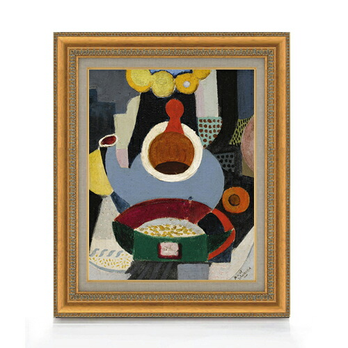 【油絵 直筆仕上げ】サラガ Nature morte a la theiere F6 【額入り】 絵画 販売 6号 油彩 抽象画 558×467mm 複製画 送料無料 プレゼント ギフト 開店祝い 開業祝い 退職祝い 新築祝い リビング 玄関 モダン アートフレーム 壁掛け|絵画販売アートレスト