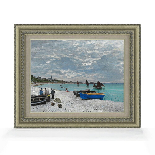 【油絵 直筆仕上げ】クロード・モネ The Beach at Sainte -Adresse F6 【額入り】 絵画 販売 6号 油彩 風景画 558&times;467mm 複製画 送料無料 プレゼント ギフト 開店祝い 開業祝い 退職祝い 新築祝い リビング 玄関 モダン アートフレーム 壁掛け｜絵画販売アートレスト 21,754円