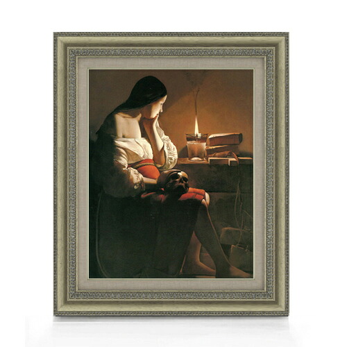【油絵 直筆仕上げ】ラトゥール マグダラのマリア F6 【額入り】 絵画 販売 6号 油彩 人物画 558&times;467mm 複製画 送料無料 プレゼント ギフト 開店祝い 開業祝い 退職祝い 新築祝い リビング 玄関 モダン アートフレーム 壁掛け｜絵画販売アートレスト