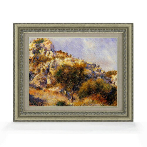 【油絵 直筆仕上げ】ルノワール エスタックの崖 F6 【額入り】 絵画 販売 6号 油彩 風景画 558×467mm 複製画 送料無料 プレゼント ギフト 開店祝い 開業祝い 退職祝い 新築祝い リビング 玄関 モダン アートフレーム 壁掛け|絵画販売アートレスト