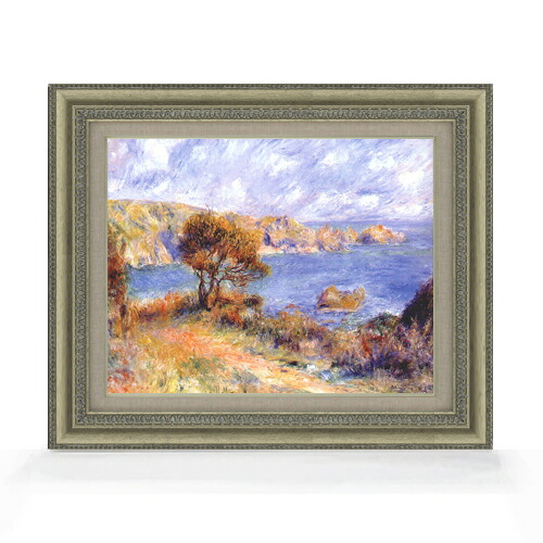 【油絵 直筆仕上げ】ルノワール ガーンジーの風景 F6 【額入り】 絵画 販売 6号 油彩 風景画 558&times;467mm 複製画 送料無料 プレゼント ギフト 開店祝い 開業祝い 退職祝い 新築祝い リビング 玄関 モダン アートフレーム 壁掛け｜絵画販売アートレスト