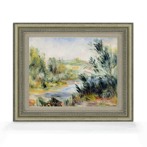 【油絵 直筆仕上げ】ルノワール 川岸にて、ボートを漕ぐ F6 【額入り】 絵画 販売 6号 油彩 風景画 558&times;467mm 複製画 送料無料 プレゼント ギフト 開店祝い 開業祝い 退職祝い 新築祝い リビング 玄関 モダン アートフレーム 壁掛け｜絵画販売アートレスト
