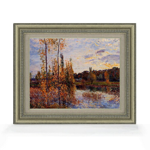 【油絵 直筆仕上げ】シスレー ロノジカ近郊 F6 【額入り】 絵画 販売 6号 油彩 風景画 558&times;467mm 複製画 送料無料 プレゼント ギフト 開店祝い 開業祝い 退職祝い 新築祝い リビング 玄関 モダン アートフレーム 壁掛け｜絵画販売アートレスト