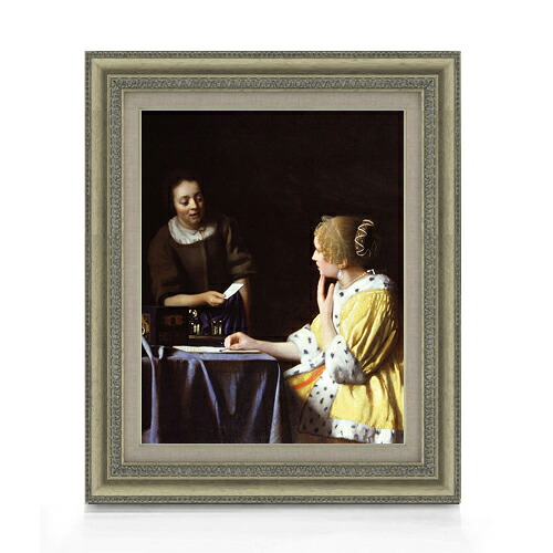 【油絵 直筆仕上げ】フェルメール 婦人と召使 F6 【額入り】 絵画 販売 6号 油彩 人物画 558×467mm 複製画 送料無料 プレゼント ギフト 開店祝い 開業祝い 退職祝い 新築祝い リビング 玄関 モダン アートフレーム 壁掛け|絵画販売アートレスト