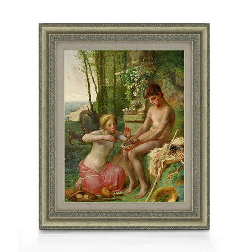 【油絵 直筆仕上げ】ミレー 春(ダフニスとクロエ) F6 【額入り】 絵画 販売 6号 油彩 風景画 558×467mm 複製画 送料無料 プレゼント ギフト 開店祝い 開業祝い 退職祝い 新築祝い リビング 玄関 モダン アートフレーム 壁掛け|絵画販売アートレスト