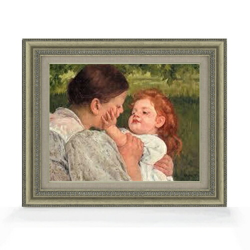 【油絵 直筆仕上げ】メアリー・カサット 母の愛撫 F6 【額入り】 絵画 販売 6号 油彩 人物画 558×467mm 複製画 送料無料 プレゼント ギフト 開店祝い 開業祝い 退職祝い 新築祝い リビング 玄関 モダン アートフレーム 壁掛け|絵画販売アートレスト