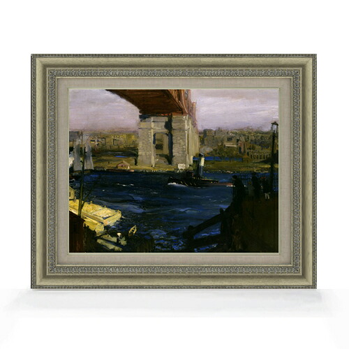 【油絵 直筆仕上げ】ジョージ・ベローズ Bridge, Blackwell&rsquo;s Island F6 【額入り】 絵画 販売 6号 油彩 風景画 558&times;467mm 複製画 送料無料 プレゼント ギフト 開店祝い 開業祝い 退職祝い 新築祝い リビング 玄関 モダン アートフレーム 壁掛け｜絵画販売アートレスト