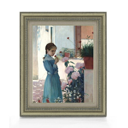 【油絵 直筆仕上げ】ルシニョール The girl with carnation F6 【額入り】 絵画 販売 6号 油彩 人物画 558×467mm 複製画 送料無料 プレゼント ギフト 開店祝い 開業祝い 退職祝い 新築祝い リビング 玄関 モダン アートフレーム 壁掛け|絵画販売アートレスト