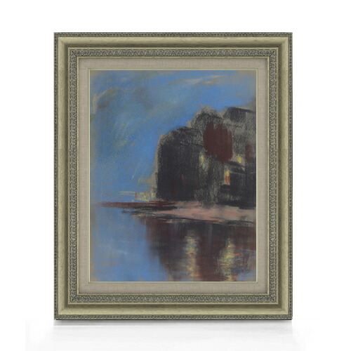【油絵 直筆仕上げ】パルジャイ ブラックロックの下の青い湖 F6 【額入り】 絵画 販売 6号 油彩 抽象画 558×467mm 複製画 送料無料 プレゼント ギフト 開店祝い 開業祝い 退職祝い 新築祝い リビング 玄関 モダン アートフレーム 壁掛け|絵画販売アートレスト