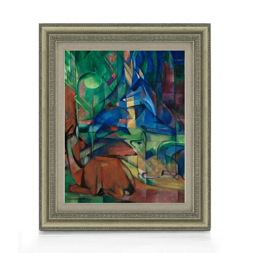 【油絵 直筆仕上げ】マルク 森への帰還2 F6 【額入り】 絵画 販売 6号 油彩 抽象画 558&times;467mm 複製画 送料無料 プレゼント ギフト 開店祝い 開業祝い 退職祝い 新築祝い リビング 玄関 モダン アートフレーム 壁掛け｜絵画販売アートレスト