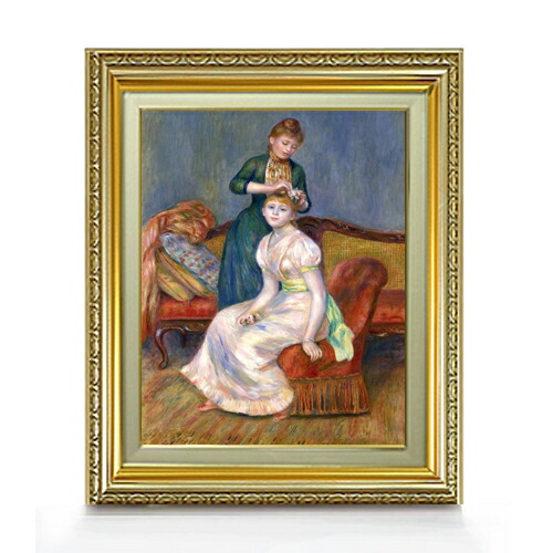 最安値挑戦 6号 油彩 人物画 554 463mm 送料無料 複製画 額縁付 絵画 販売 直筆仕上げ 油絵 F6 髪かざり ルノワール F602g 0192 Adrm Com Br