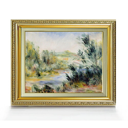 第1位獲得 F6 川岸にて ボートを漕ぐ ルノワール 油絵 送料無料 554 463mm 風景画 油彩 6号 販売 絵画 複製画 額縁付 直筆仕上げ 絵画