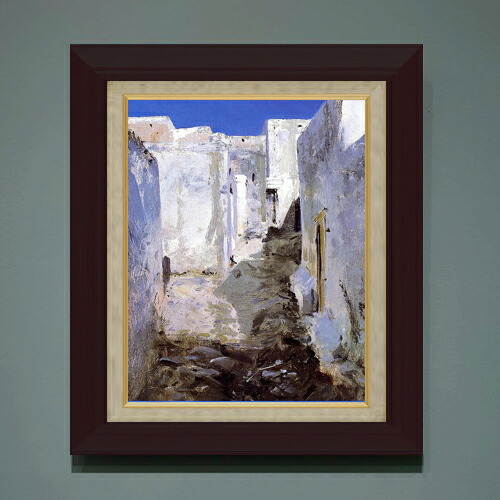【油絵 直筆仕上げ】サージェント アルジェーの通り F6 【額入り】 絵画 販売 6号 油彩 風景画 556×465mm 複製画 送料無料 プレゼント ギフト 開店祝い 開業祝い 退職祝い 新築祝い リビング 玄関 モダン アートフレーム 壁掛け