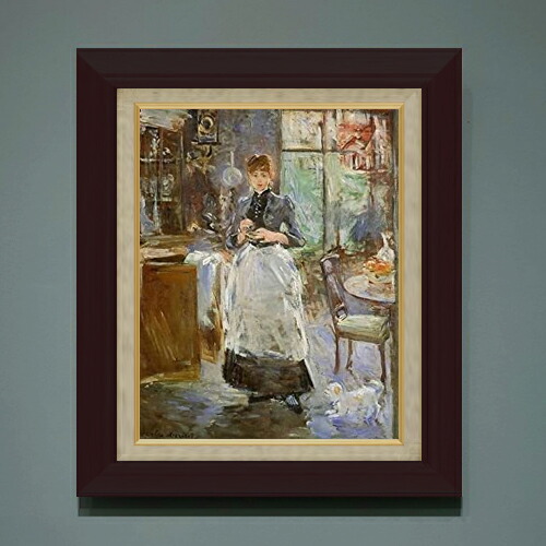 【油絵 直筆仕上げ】ベルト・モリゾ ダイニングルーム F6 【額入り】 絵画 販売 6号 油彩 人物画 556×465mm 複製画 送料無料 プレゼント ギフト 開店祝い 開業祝い 退職祝い 新築祝い リビング 玄関 モダン アートフレーム 壁掛け|絵画販売アートレスト