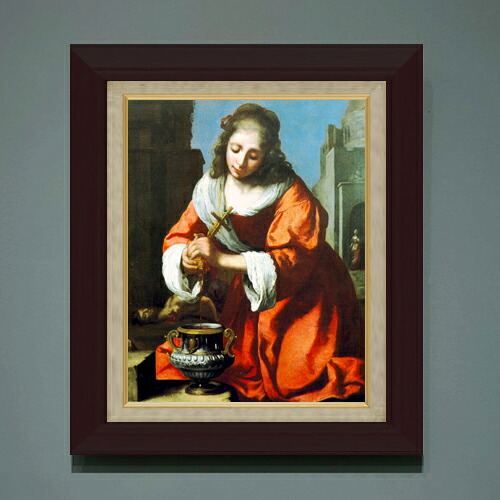 【油絵 直筆仕上げ】フェルメール Saint Praxidis F6 【額入り】 絵画 販売 6号 油彩 人物画 556×465mm 複製画 送料無料 プレゼント ギフト 開店祝い 開業祝い 退職祝い 新築祝い リビング 玄関 モダン アートフレーム 壁掛け