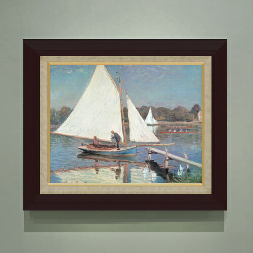 【油絵 直筆仕上げ】クロード・モネ アルジャントゥイユのボート漕ぎ F6 【額入り】 絵画 販売 6号 油彩 風景画 556&times;465mm 複製画 送料無料 プレゼント ギフト 開店祝い 開業祝い 退職祝い 新築祝い リビング 玄関 モダン アートフレーム 壁掛け｜絵画販売アートレスト