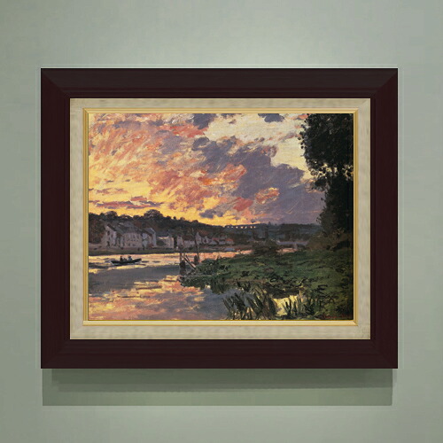 【油絵 直筆仕上げ】クロード・モネ ブジーヴァルのセーヌ川、夕暮れ F6 【額入り】 絵画 販売 6号 油彩 風景画 556×465mm 複製画 送料無料 プレゼント ギフト 開店祝い 開業祝い 退職祝い 新築祝い リビング 玄関 モダン アートフレーム 壁掛け 22,052円